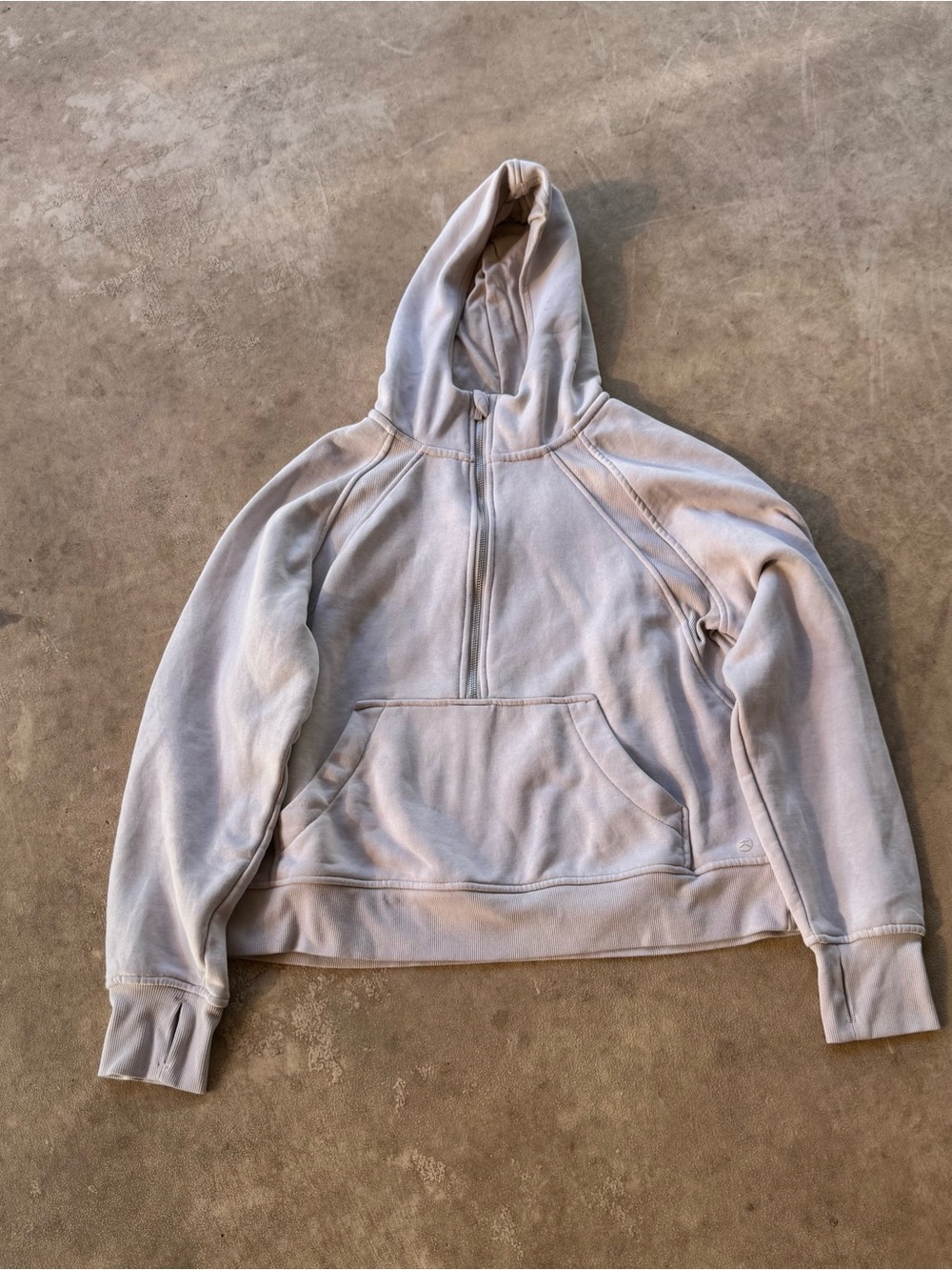 Danskin Light Beige Hooded Half-Zip Pullover